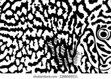 Artistic Motifs Pattern Inspired by Symphysodon or Discus Fish Skin, for decoration, ornate, background, website, wallpaper, fashion, interior, cover, animal print, or graphic design element