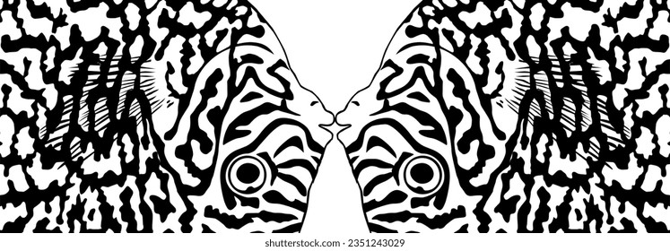 Artistic Motifs Pattern Inspired by Symphysodon or Discus Fish Skin, for decoration, ornate, background, website, wallpaper, fashion, interior, cover, animal print, or graphic design element