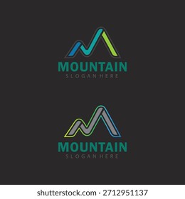Logotipo artístico de la ilustración de la cordillera para los viajes al aire libre creativos y las marcas de la aventura