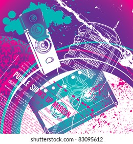Artistic music background. Vector illustration.