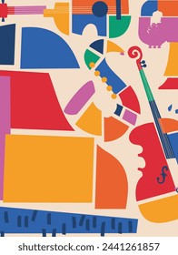Artistic music festival poster, live concert, creative banner design.