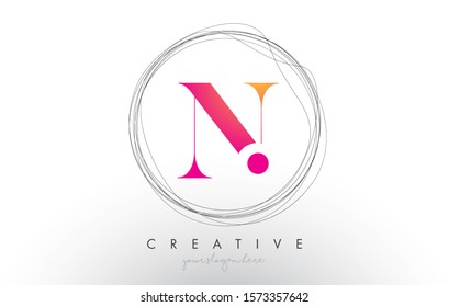 Artistic N Letter Logo Design With Creative Circular Wire Frame around it Vector Illustration.