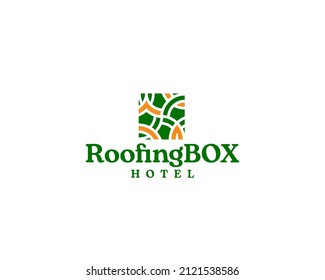 artistic natural pattern box logo. Luxury nature hotel logo design template