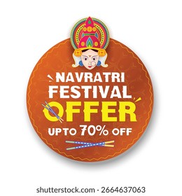 Artistic Navratri background featuring a traditional mandala pattern with Goddess Durga face in the center, surrounded by festive colors and textures.