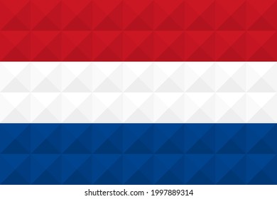 Vector artístico de bandera de los Países Bajos. formado desde triángulos a cuadrados con diferentes colores contrastantes que ilustran un efecto 3d. Relación 2:3