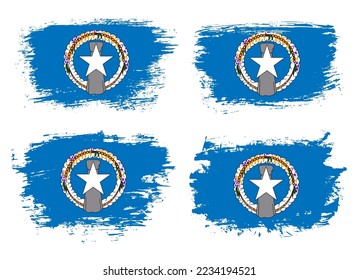 Artistic Northern Mariana Islands country brush flag collection. Set of grunge brush flags on a solid background
