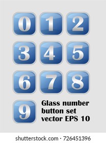 Artistic number set, blue buttons with metallic numbers, web design element, infographic collection, vector EPS 10