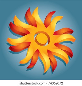 Artistic orange sun illustration with background