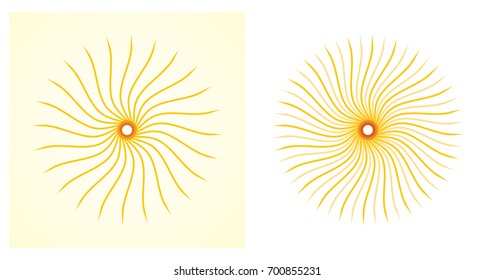 Artistic orange sun illustration set for your presentation