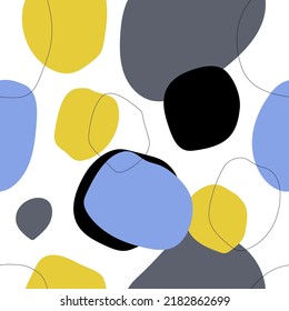 Artistic organic seamless pattern with circles. Abstract background with hand drawn organic round overlapping shapes. Vector backdrop