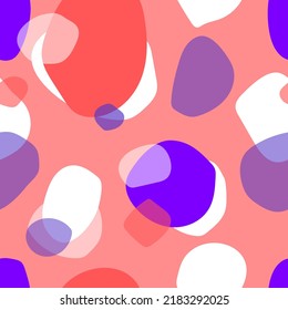 Artistic organic seamless pattern with circles. Abstract background with hand drawn organic round overlapping shapes. Vector backdrop