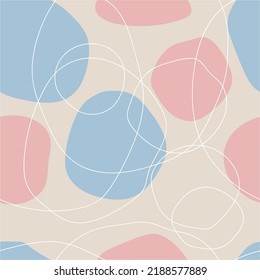 Artistic organic seamless pattern with circles. Abstract background with hand drawn organic round overlapping shapes. Vector backdrop