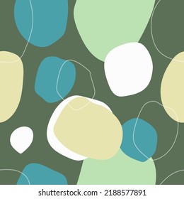 Patrón orgánico artístico sin costura con círculos. Fondo abstracto con formas redondeadas orgánicas dibujadas a mano que se solapan. Fondo del vector
