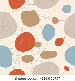 Artistic organic seamless pattern with circles. Abstract background with hand drawn organic round overlapping shapes. Vector backdrop