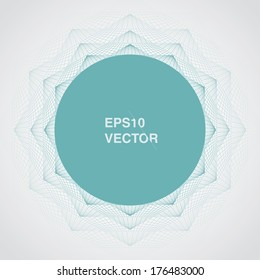 Artistic, ornamental background illustration with circle shape text box-  turquoise version