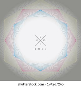 Artistic, ornamental background line graphics as hexagon shape text box for web pages, brochures, banners- CMYK version