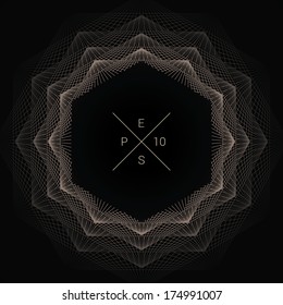 Artistic, ornamental background line graphics as polygon shape text box for web page, brochure, banner- light brown version