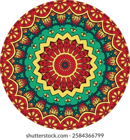 Artistic and Ornamental Mandala 
 Design with Repeating Patterns