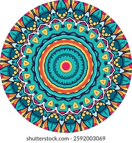 Artistic and Ornamental Mandala Featuring Symmetry and Radiant Colors