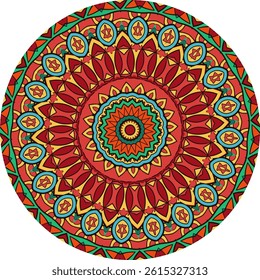Artistic and Ornamental Mandala Featuring Symmetry and Radiant Colors