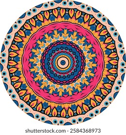 Artistic and Ornamental Mandala with Intricate Floral and Geometric Layers