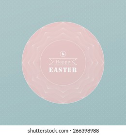 Artistic, ornamental text box with ribbon and rabbit icon for easter greeting, web page, brochure - pink, blue version