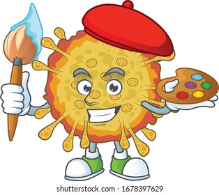 An artistic outbreaks coronavirus artist cartoon design using a brush