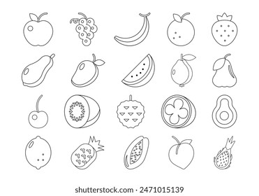 Artistic Outline Fruit Element Set