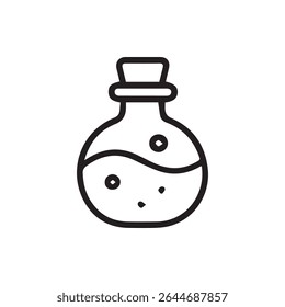 An artistic outline illustration of a magical potion bottle, perfect for fantasy themes, science or creative projects