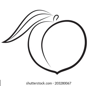 Artistic Outline Sketch Of Peach. Vector Illustration