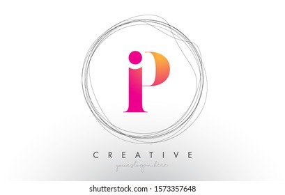 Artistic P Letter Logo Design With Creative Circular Wire Frame around it Vector Illustration.