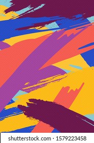 Artistic paint background. Abstract art background. Oil painting on canvas. Color texture. Fragment of artwork. Spots of paint. Brushstrokes of paint. Modern art. Contemporary art. Colorful canvas.