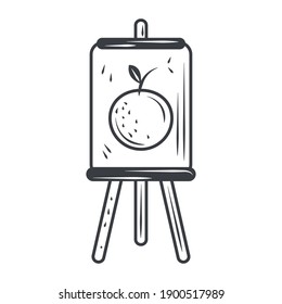 lienzo de pintura artística sobre el caballete, ilustración vectorial de diseño de boceto