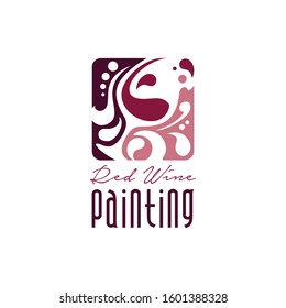 Artistic Paint of Red Wine Glass Splash Luxury Art logo design
