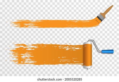 Artistic Paint Roller And Brush. Construction Roller, Brush Png. Roller, Brush For Paint, Drawing, Construction.
Paint Mark.