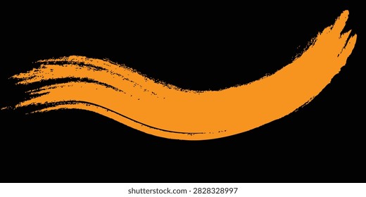 Artistic paint splatter background with orange and purple brush strokes on black wall.