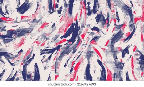 Artistic paint strokes, bright artwork, painting on canvas. Dirty oil, acrylic painted art, vector texture. Abstract grungy background, blue and red hand drawn cover, backdrop