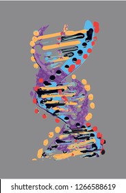 Artistic paint, vector art of DNA chain. DNA concept for t-shirt designs, book covers etc. 