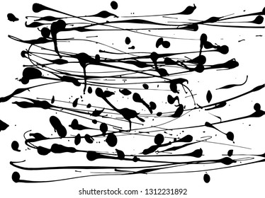 Artistic painted background from paint splats and blotches. Abstract grunge pattern of distress texture. Blots and drops flowing - Vector