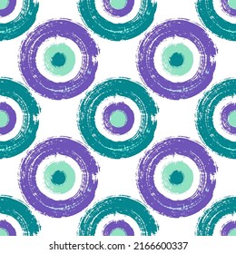 Artistic painted circle shapes seamless pattern vector design. Fabric print. Stylish paint doodling. Hand drawn ink brush stroke circles. Round ink painting shapes endless pattern.