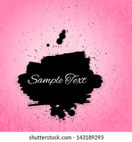 Artistic painted vector background. Pink and black colors