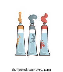 Artistic paints. Multicolored pigment. Working tools of the artist. Design element, layout, print.