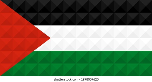 Artistic Palestine flag vector. formed from triangles to squares with different contrasting colors illustrating a 3d effect. Ratio 1:2