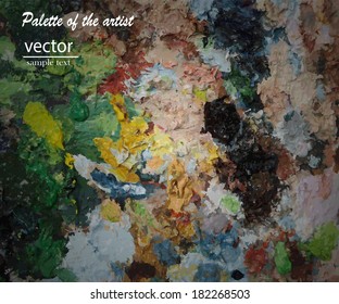 Artistic palette with oils paints.