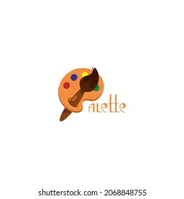 Artistic palette vector logo with brush