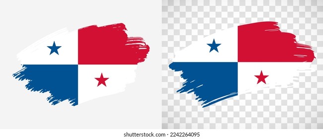 Artistic Panama flag with isolated brush painted textured with transparent and solid background