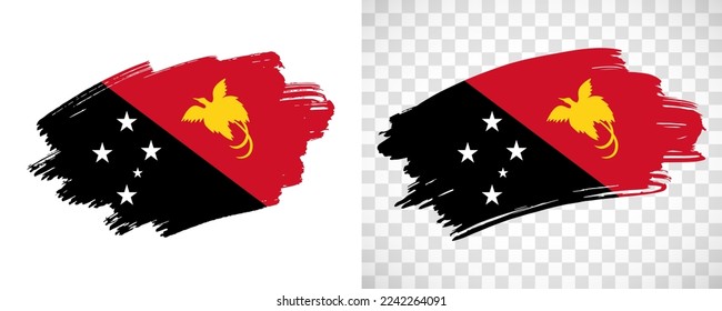 Artistic Papua New Guinea flag with isolated brush painted textured with transparent and solid background