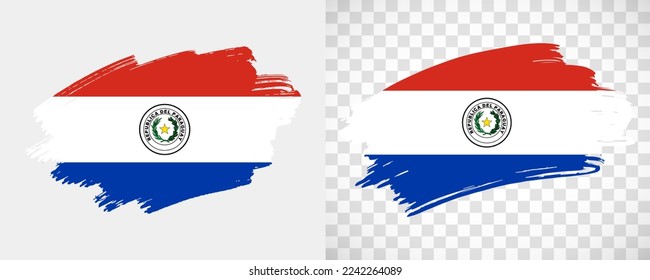 Artistic Paraguay flag with isolated brush painted textured with transparent and solid background