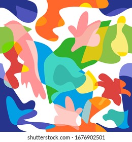 Artistic pareo print. Seamless pattern with abstract overlapping shapes.  Swimwear textile collection.