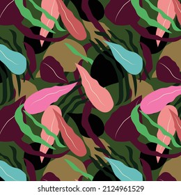 Artistic pattern with abstract leaves. Modern design for paper, cover, fabric, interior decor and other users.